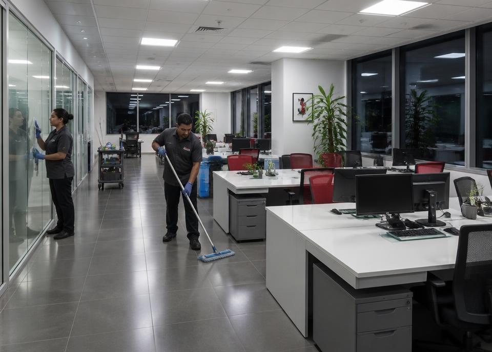 Modern office space cleaned after hours