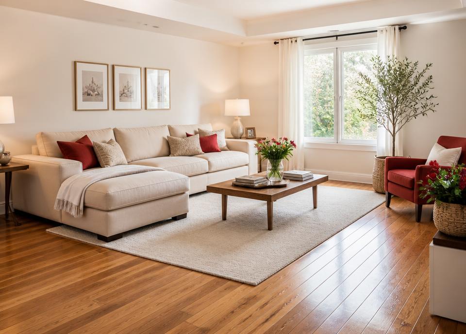 Spotless modern living room after a home clean